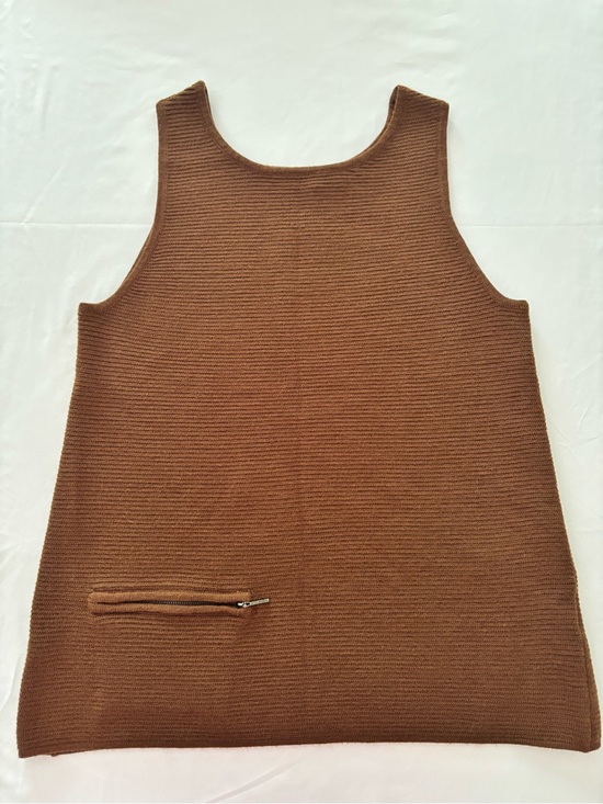 Animale Tops - ANIMALE Brown Ribbed Knit Sleeveless Top Tank Zipper Accent Size Medium